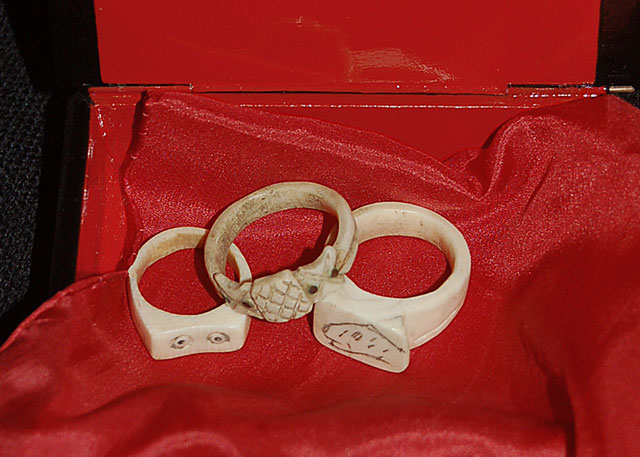 Bone rings in the collection of the Museum of Witchcraft and Magic